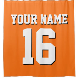 Pumpkin Orange White Sports Jersey Team Jersey Duschvorhang