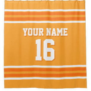 Pumpkin Orange White Stripes Sports Jersey Duschvorhang