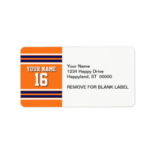 Pumpkin Orange with Navy White Stripes Team Jersey Adressaufkleber