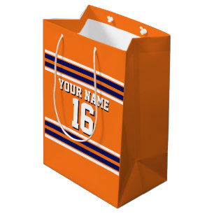 Pumpkin Orange with Navy White Stripes Team Jersey Mittlere Geschenktüte