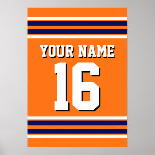 Pumpkin Orange with Navy White Stripes Team Jersey Poster
