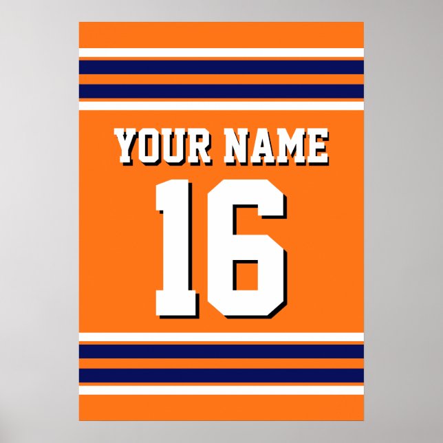 Pumpkin Orange with Navy White Stripes Team Jersey Poster (Vorne)