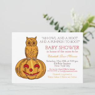 Pumpkin Owl & Gingham Baby Dusche Einladung