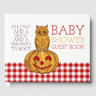 Pumpkin Owl & Gingham Baby Dusche Gästebuch