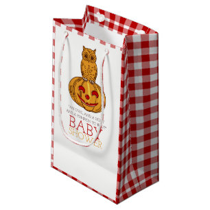 Pumpkin Owl & Gingham Baby Dusche Kleine Geschenktüte