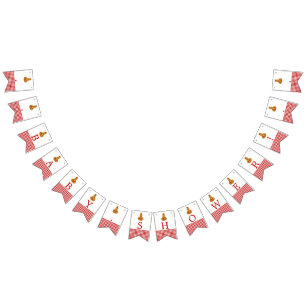 Pumpkin Owl & Gingham Baby Dusche Wimpelkette