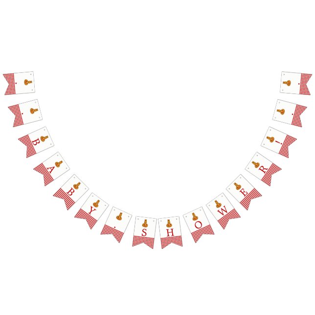 Pumpkin Owl & Gingham Baby Dusche Wimpelkette (Alle)