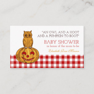 Pumpkin Owl & Gingham Baby Showticket Einladung