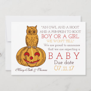 Pumpkin Owl & Gingham New Baby Ankündigung