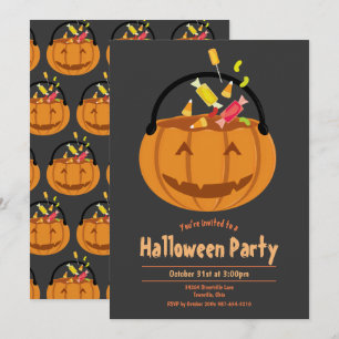 Pumpkin Pail Candy Kid's Halloween-Party Einladung