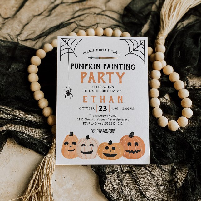 Pumpkin Painting Geburtstagsparty Halloween Einladung (Von Creator hochgeladen)