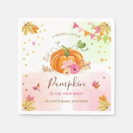 Pumpkin Paper Napkin Fall Babydusche Girl Pink Serviette