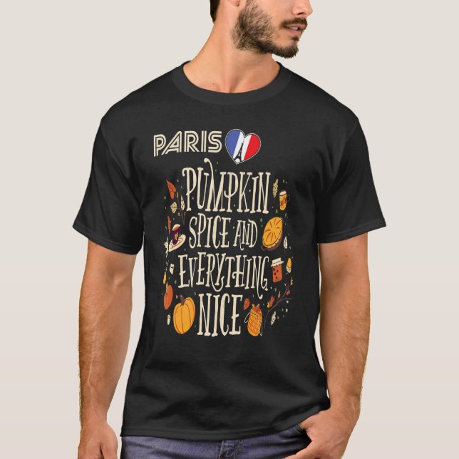 Pumpkin Paris Autumn Eiffel Tower Fall in France T-Shirt (Vorderseite)