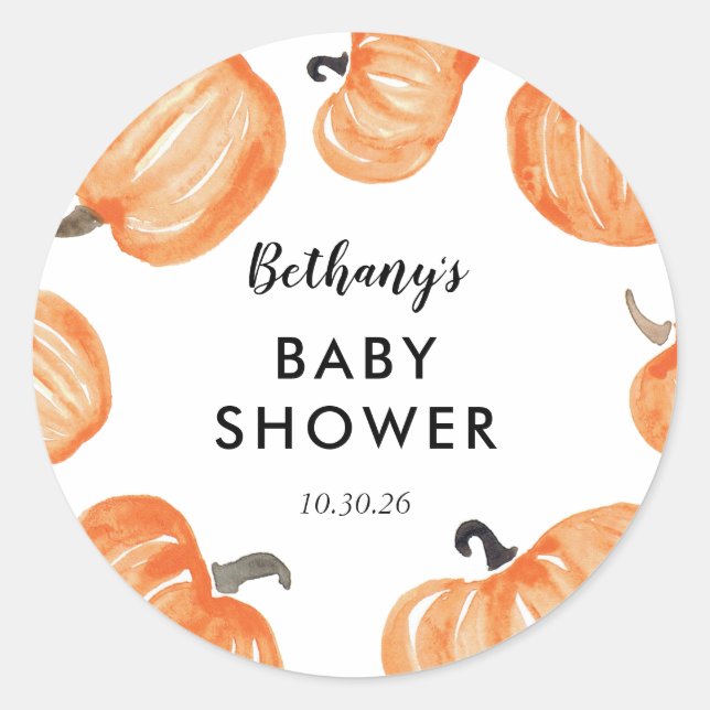 Pumpkin Patch Baby Dusche Runder Aufkleber (Vorderseite)
