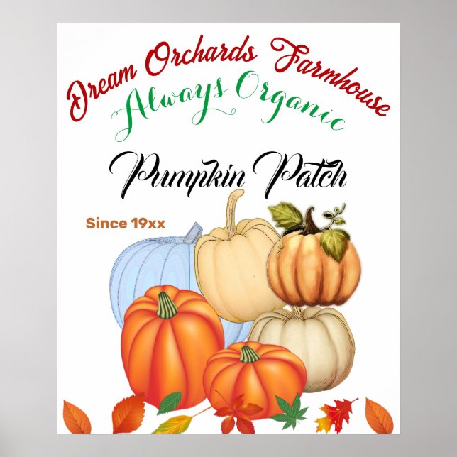 Pumpkin Patch Bauernhof Bio Harvest Fall Color Poster (Vorne)