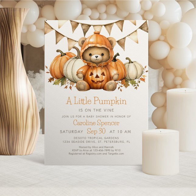 Pumpkin Patch Bear Baby Shower Einladung (Von Creator hochgeladen)