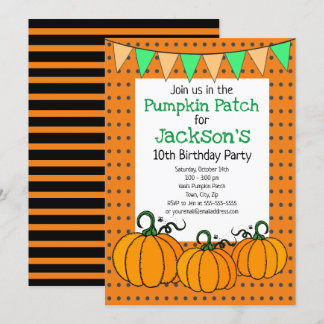 Pumpkin Patch Birthday Party Einladung