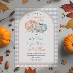 Pumpkin Patch Brother & Sister Autumn Birthday<br><div class="desc">Fall Brother & Sister Pumpkin Pflaster Geburtstag Einladung Elegantes Orange und Salbei Grün Pumpkin Gingham Party Herbst laden</div>