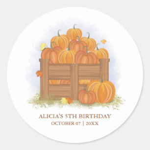 Pumpkin Patch Butterfly Herbstlaubs Geburtstag Runder Aufkleber