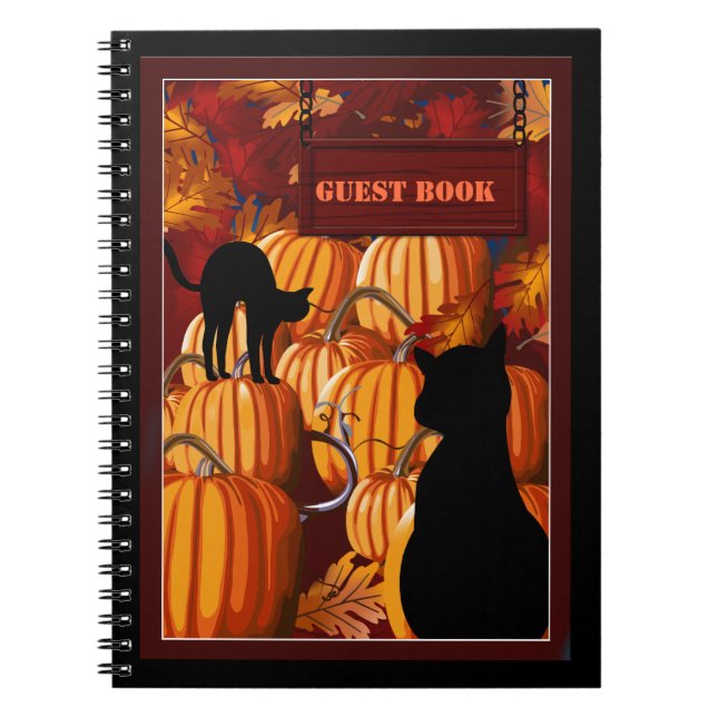 Pumpkin Patch Cats Halloween-Party Gästebuch Notizblock (Vorderseite)