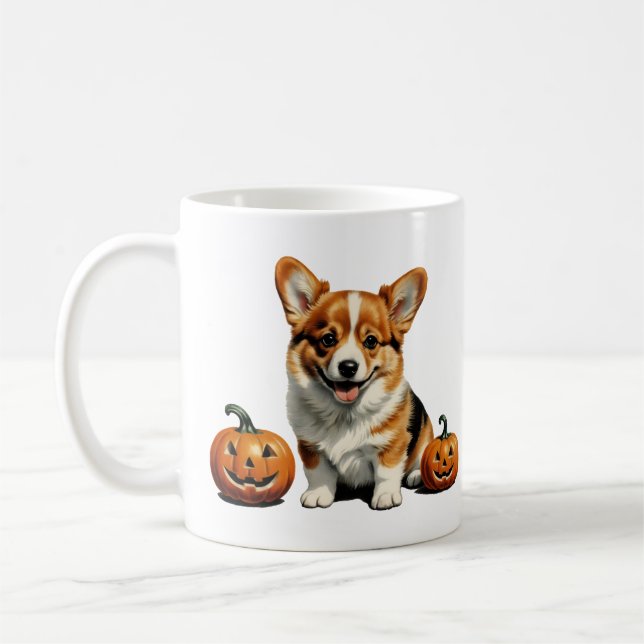 Pumpkin Patch Corgi Kaffeetasse (Links)