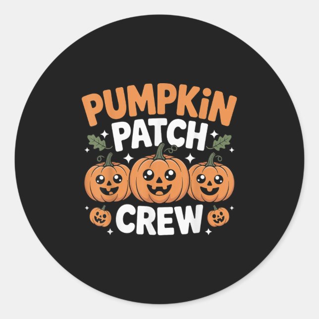 Pumpkin Patch Crew Matching Family Fall Autumn  Runder Aufkleber (Vorderseite)
