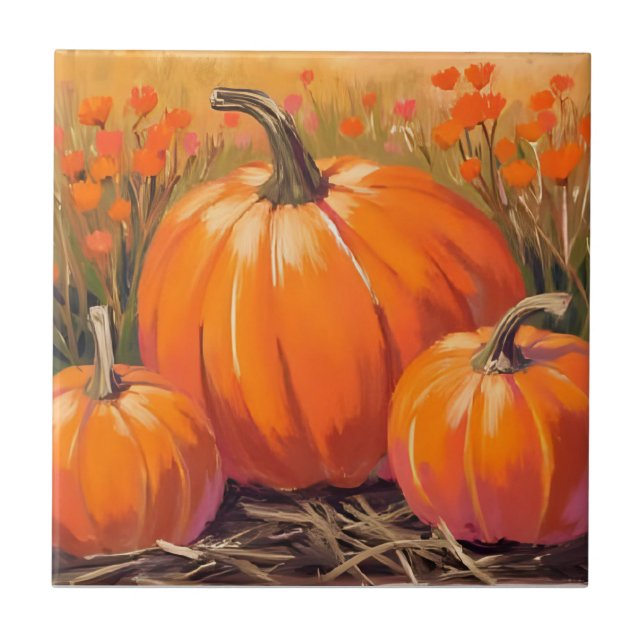 Pumpkin Patch Fall Foliage Fliese (Vorderseite)