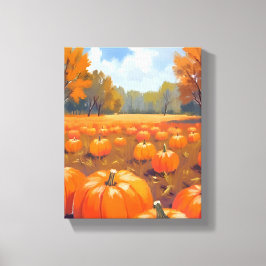 Pumpkin Patch Fall Watercolor Painting Leinwanddruck