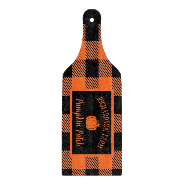 Pumpkin Patch Familienname Halloween Herbst Schneidebrett (Vorderseite)
