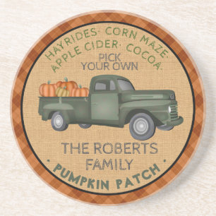 Pumpkin Patch Farm Rustic Fall Karierter Vintager Getränkeuntersetzer