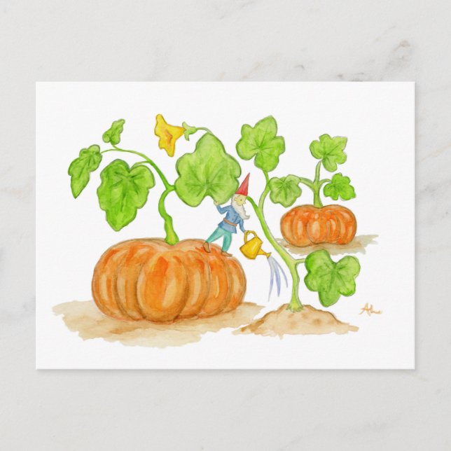 Pumpkin Patch Gnome Postkarte (Vorderseite)