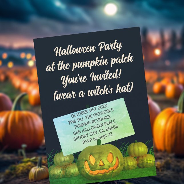 Pumpkin Patch Halloween-Party Einladung (Spooky pumpkin patch party invitation just for you)