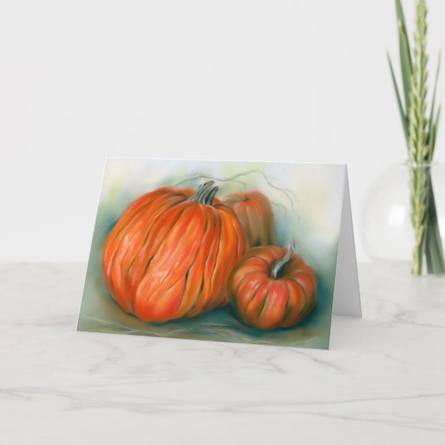 Pumpkin Patch Herbsttrio Pastel Art Erntedank Karte (Vorderseite)