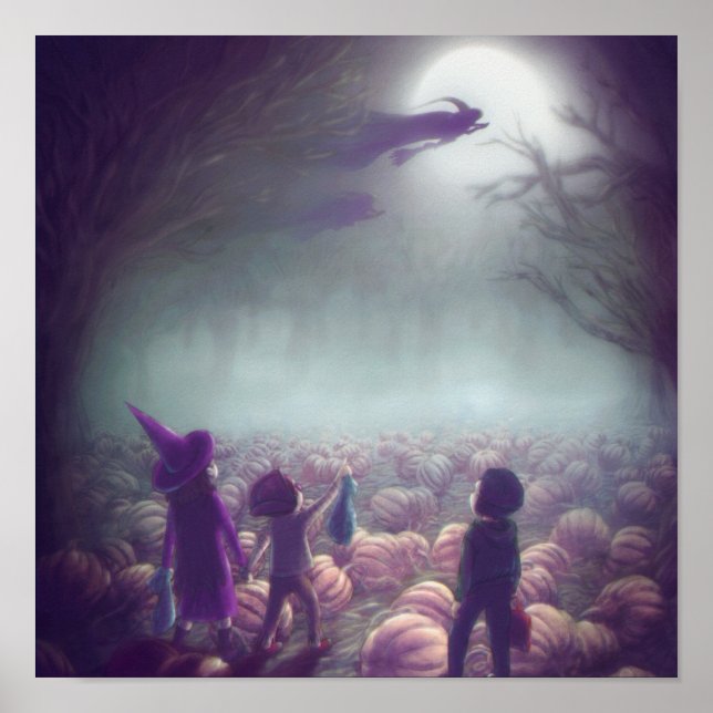 Pumpkin-Patch-Hexen fliegen in der Vergangenheit T Poster (Vorne)