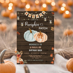 Pumpkin Patch Joint Birthday Siblings Party Einladung