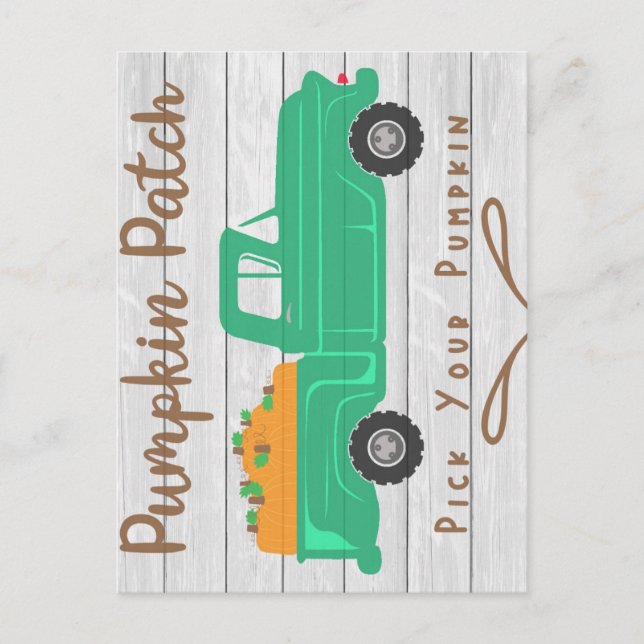 Pumpkin Patch mit Farm Truck von Pumpkins für den  Postkarte (Vorderseite)
