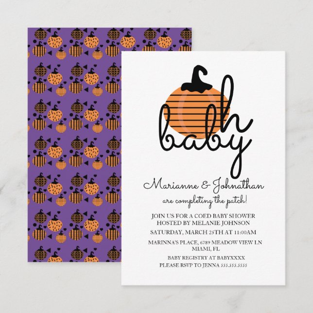 Pumpkin Patch Oh Baby Pumpkins Baby Dusche Einladung (Vorne/Hinten)