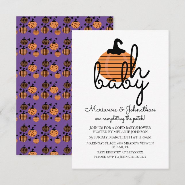 Pumpkin Patch Oh Baby Pumpkins Baby Dusche Einladung (Vorne/Hinten)