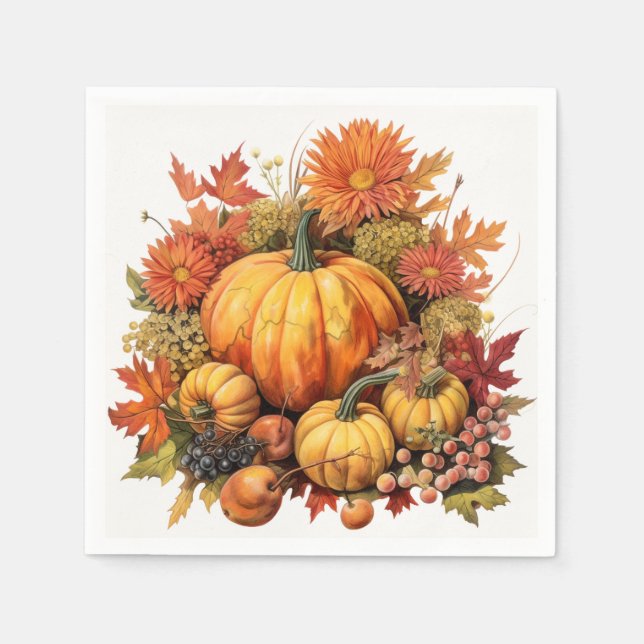 Pumpkin Patch Panorama: Foliage und Florals Serviette (Vorderseite)