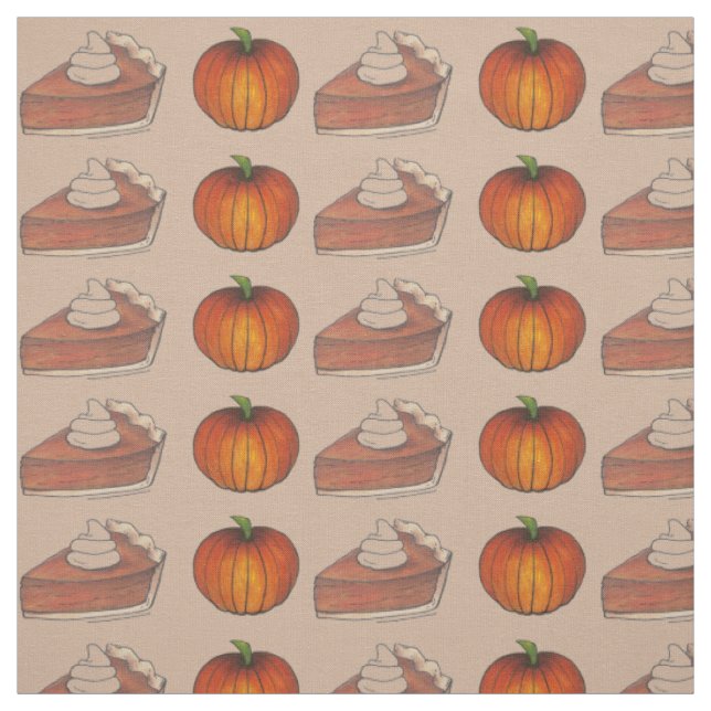 Pumpkin Patch Pie Slice Erntedank Abendessen Herbs Stoff (Muster)