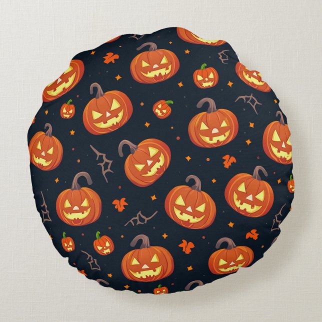 Pumpkin Patch Push Cushion - Gemütliches Herbstdek Rundes Kissen (Rückseite)