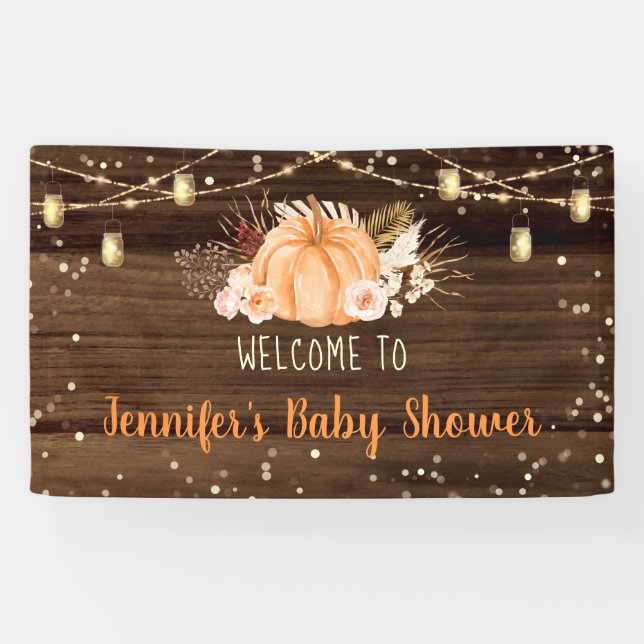 Pumpkin Patch Rustic String Lights Baby Dusche Banner (Horizontal)