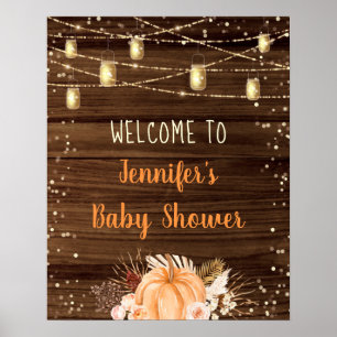 Pumpkin Patch Rustikale String Lights Baby Willkom Poster