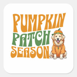 Pumpkin Patch Saison Golden Retriever Fall Quadratischer Aufkleber
