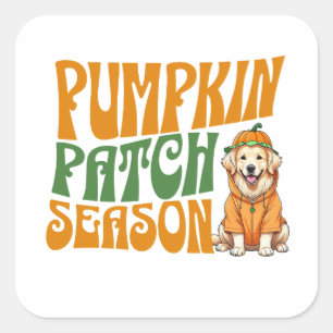 Pumpkin Patch Saison Golden Retriever Fall Quadratischer Aufkleber