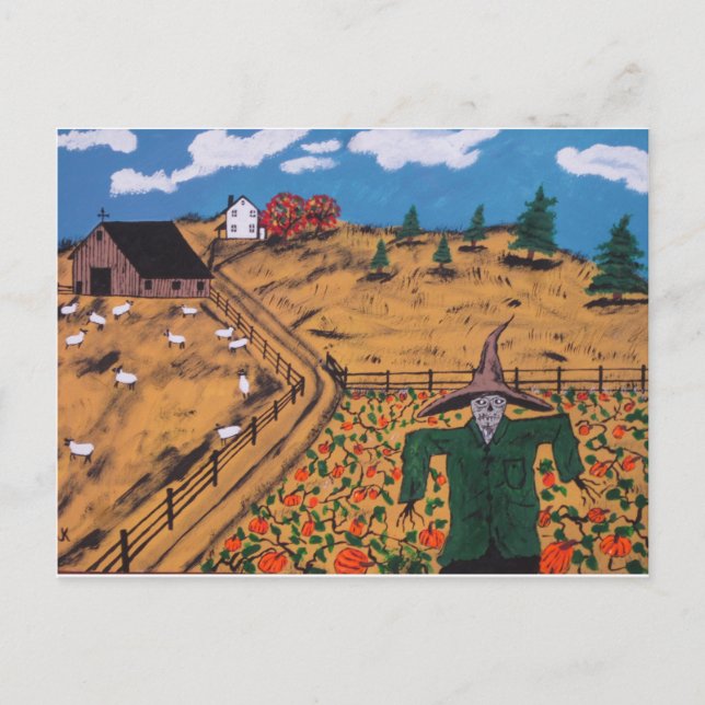 Pumpkin Patch Scarecrow Postkarte (Vorderseite)