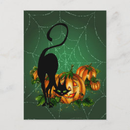 PUMPKIN PATCH, SCHWARZE KATZE & WEB VON SHARON SHA POSTKARTE