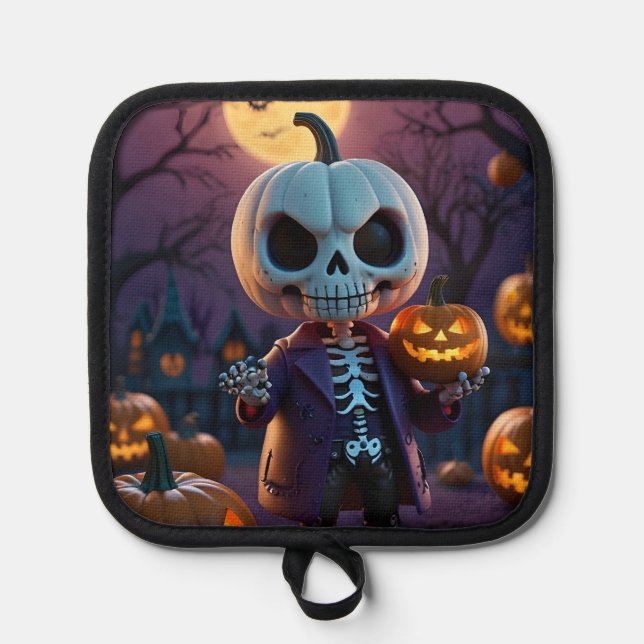 Pumpkin Patch Skeleton Companion Topflappen (Vorderseite)