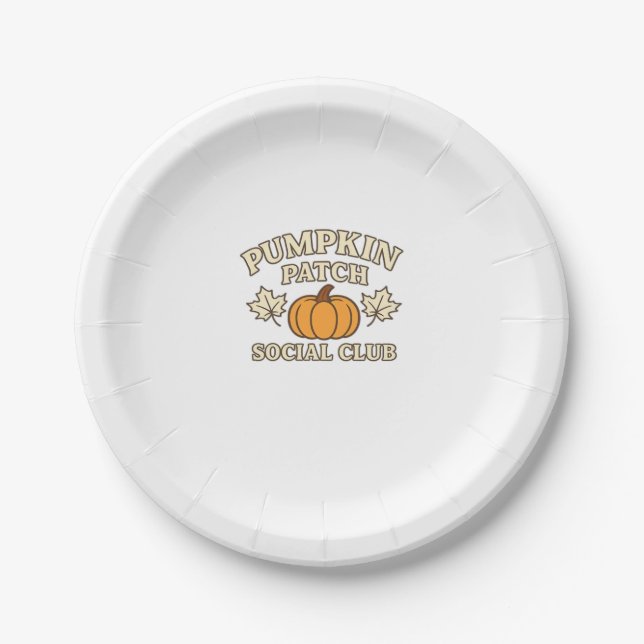 Pumpkin Patch Social Club � Cozy Autumn Aesthetic  Pappteller (Vorderseite)