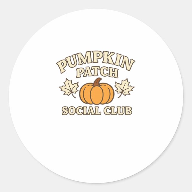 Pumpkin Patch Social Club � Cozy Autumn Aesthetic  Runder Aufkleber (Vorderseite)